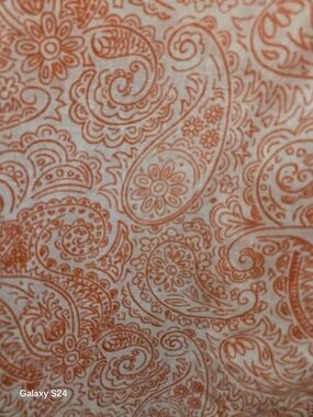 Paisley Print Cotton Fabric in Orange and Cream